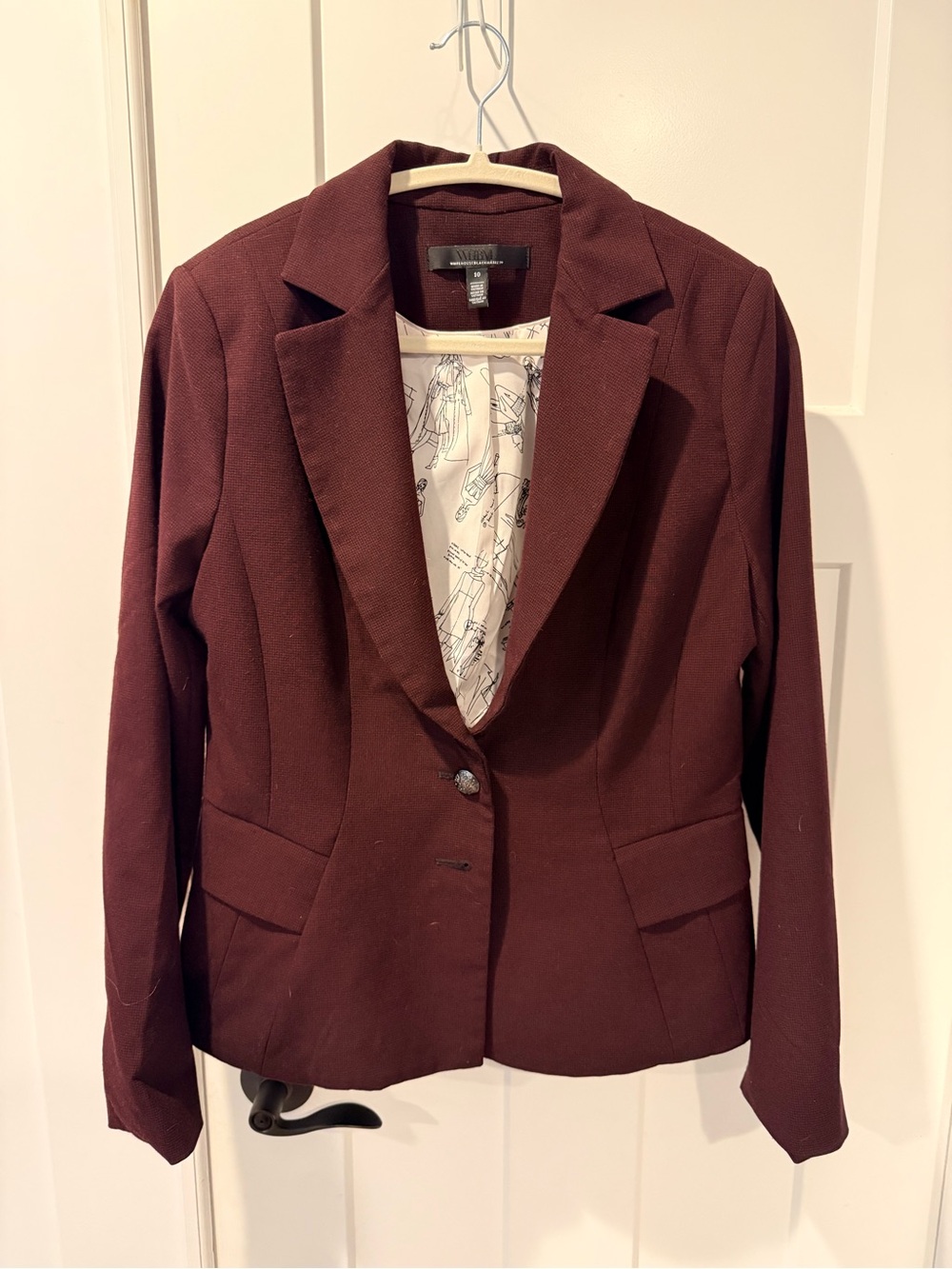 White House Black Market Women's Maroon Single-Button Blazer